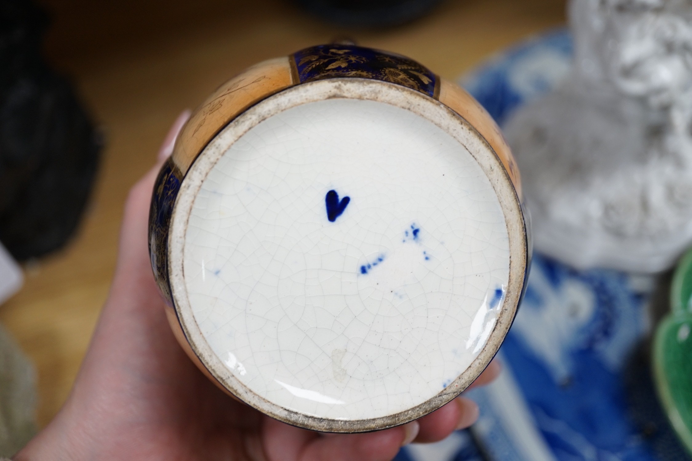 A Victorian blue printed strainer and other various ceramics
